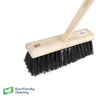 Wooden Broom Square Yard PVC 13" & Handle FSC 55"